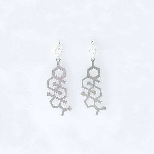 Progesterone Molecule Studs in Stainless Steel