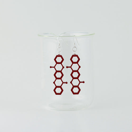 Red Pigment Molecule Earrings in Transparent Red Acrylic
