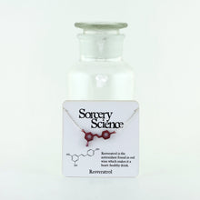 Resveratrol Molecule Two-Point Necklace in Transparent Red Acrylic on Card for Retail