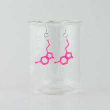 Serotonin Molecule Earrings in Neon Pink Acrylic