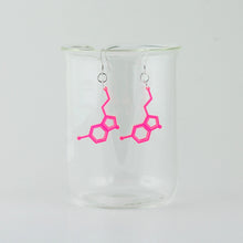 Serotonin Molecule Earrings in Neon Pink Acrylic