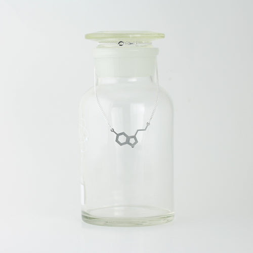Serotonin Molecule Two-Point Necklace in Stainless Steel