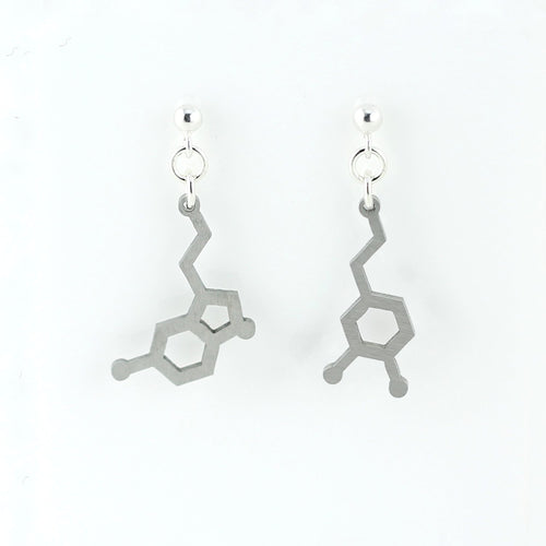 Serotonin and Dopamine Mixed Pair Studs in Stainless Steel