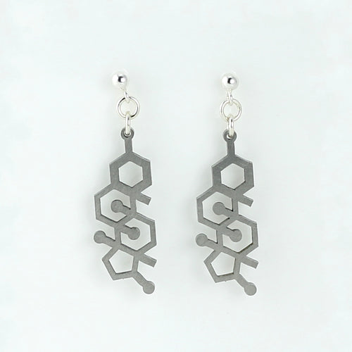 Testosterone Molecule Studs in Stainless Steel