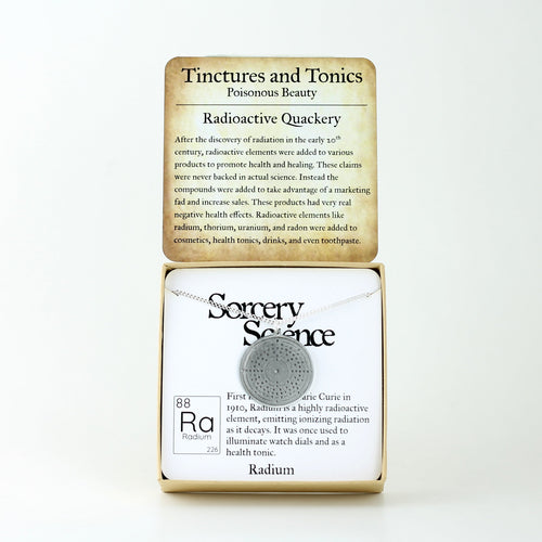 Tinctures and Tonics: Radioactive Quackery with Radium Bohr Model Atom in Stainless Steel