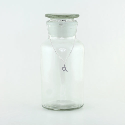 Uracil Molecule Charm Necklace in Stainless Steel