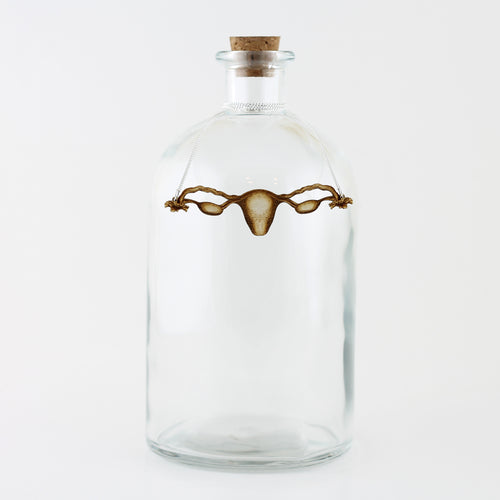 Uterus Necklace in Birch Wood