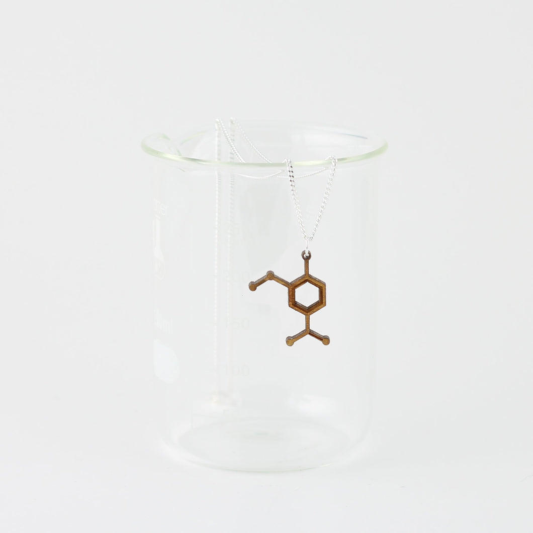 Aromatic Scented Vanilla Molecule Necklace in Birch Plywood