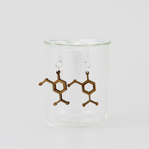 Aromatic Scented Vanilla Molecule Earrings in Birch Plywood