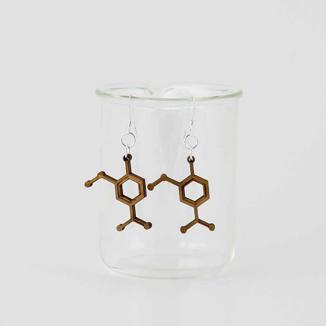 Aromatic Scented Vanilla Molecule Earrings in Birch Plywood