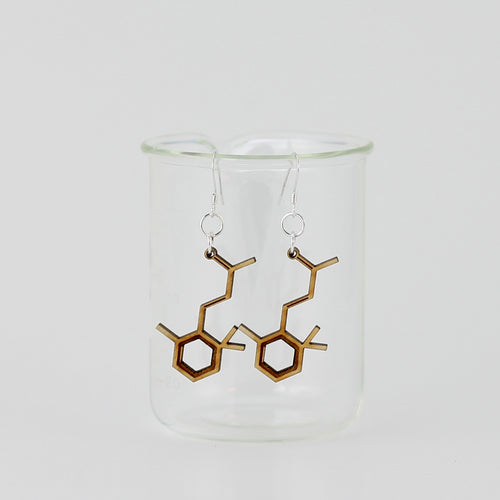 Aromatic Scented Violet Molecule Earrings in Birch Plywood