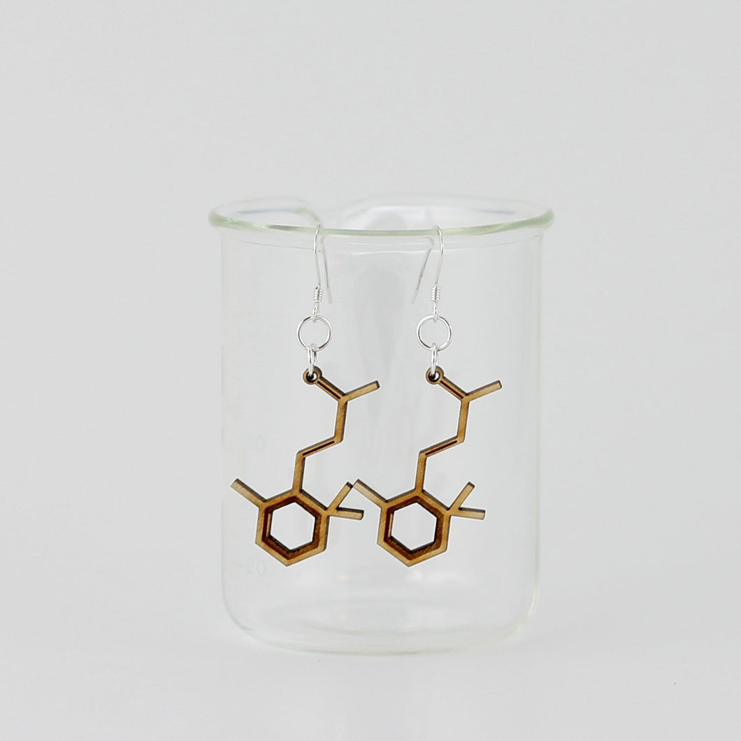 Aromatic Scented Violet Molecule Earrings in Birch Plywood