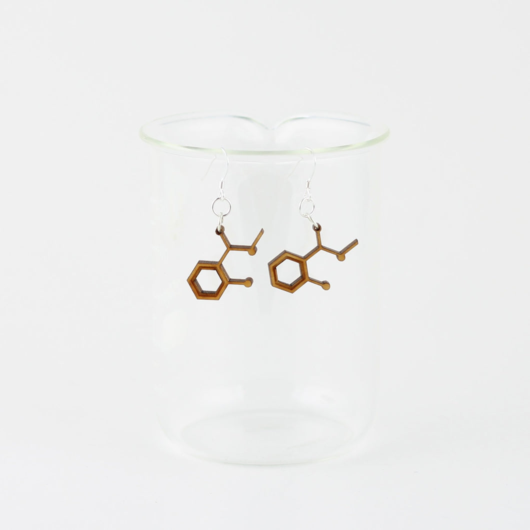 Aromatic Scented Wintergreen Molecule Earrings in Birch Plywood