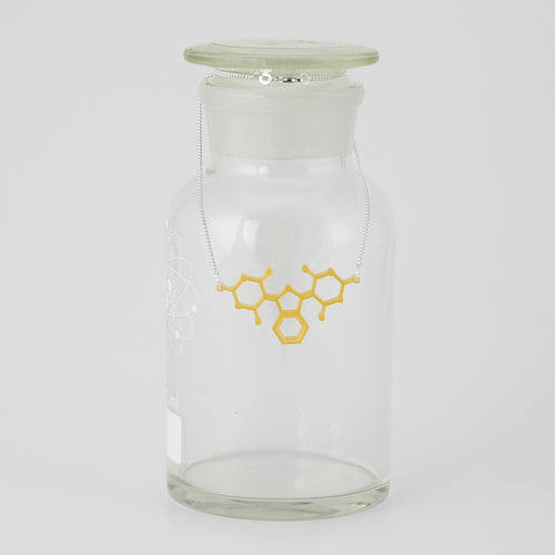 Yellow Pigment Molecule Necklace in Transparent Yellow Acrylic