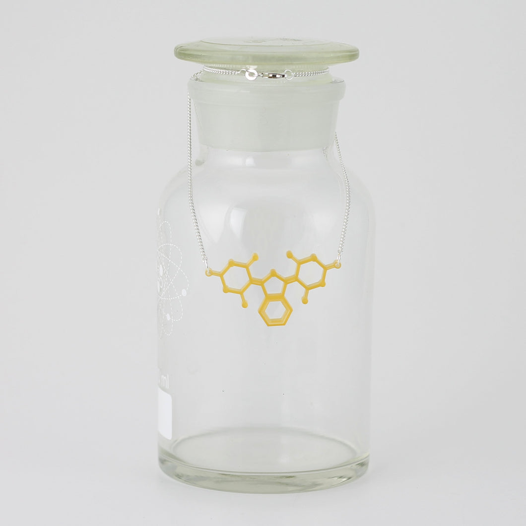 Yellow Pigment Molecule Necklace in Transparent Yellow Acrylic